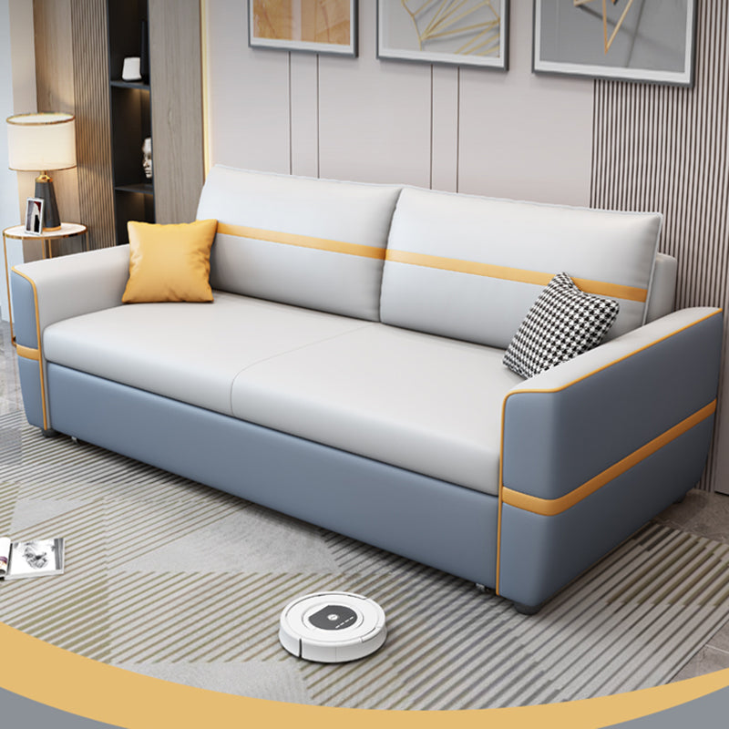 Upholstered Convertible Sofas Faux Leather Sleeper Sofa with Storage