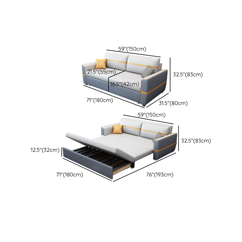 Upholstered Convertible Sofas Faux Leather Sleeper Sofa with Storage