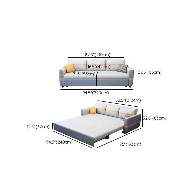 Upholstered Convertible Sofas Faux Leather Sleeper Sofa with Storage