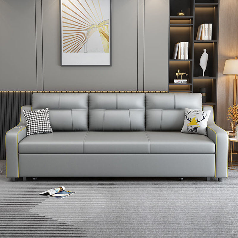 Scandinavian Upholstered Sleeper Sofa Faux Leather Convertible Sofas