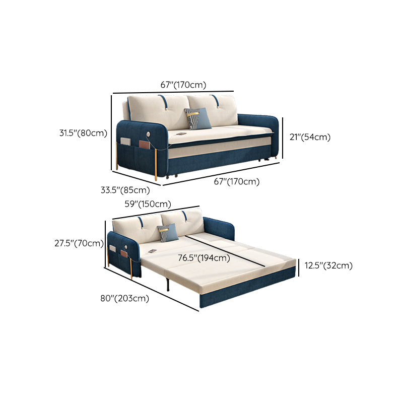 Glam Convertible Sofas Flared Arms Pillow Back Sofa Bed with Storage