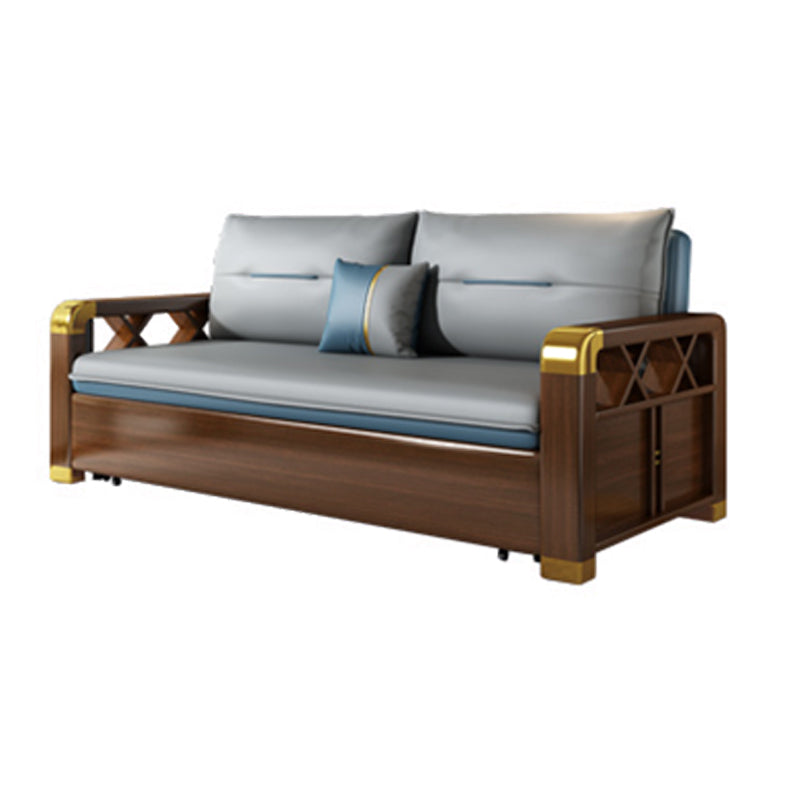 Square Arms Glam Sofa Bed Solid Wood Foldable Pillow Back Sleeper Sofa