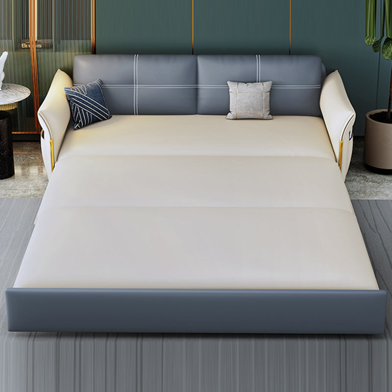 Pillow Back Glam Sleeper Sofa Water Resistant Foldable Faux Leather Sofa Bed