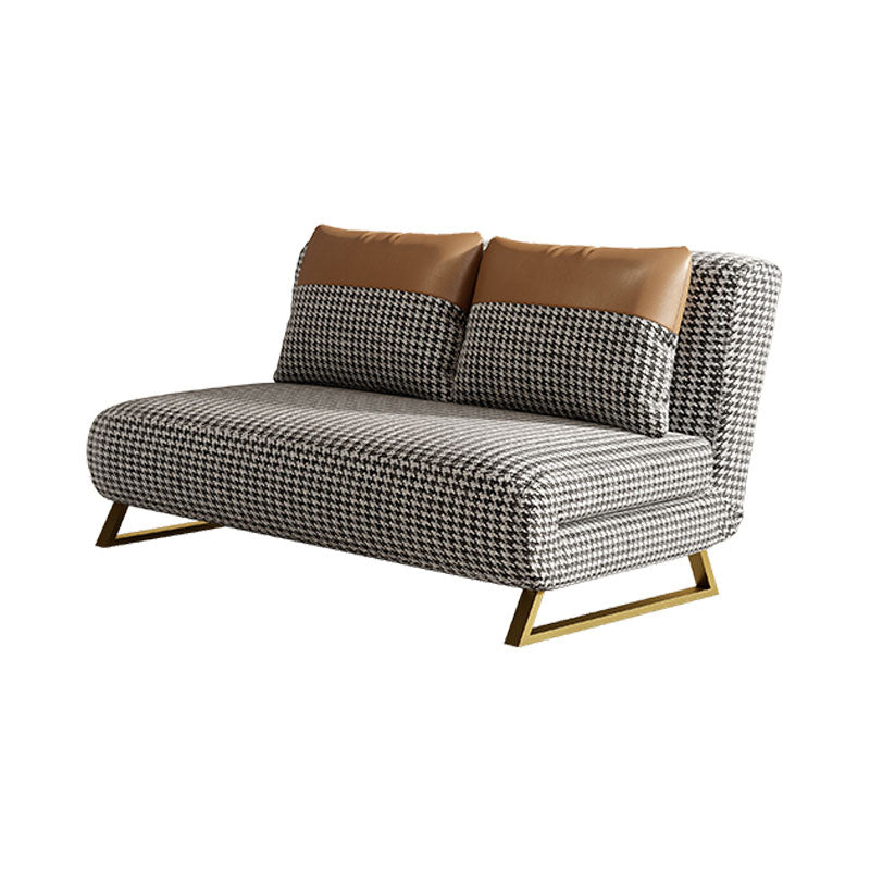 Armless Pillow Back Convertible Sofas Glam Metal Sleeper Sofa