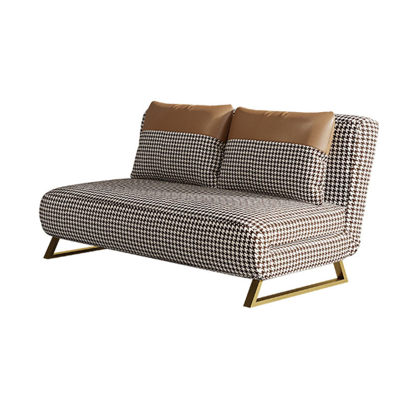 Armless Pillow Back Convertible Sofas Glam Metal Sleeper Sofa