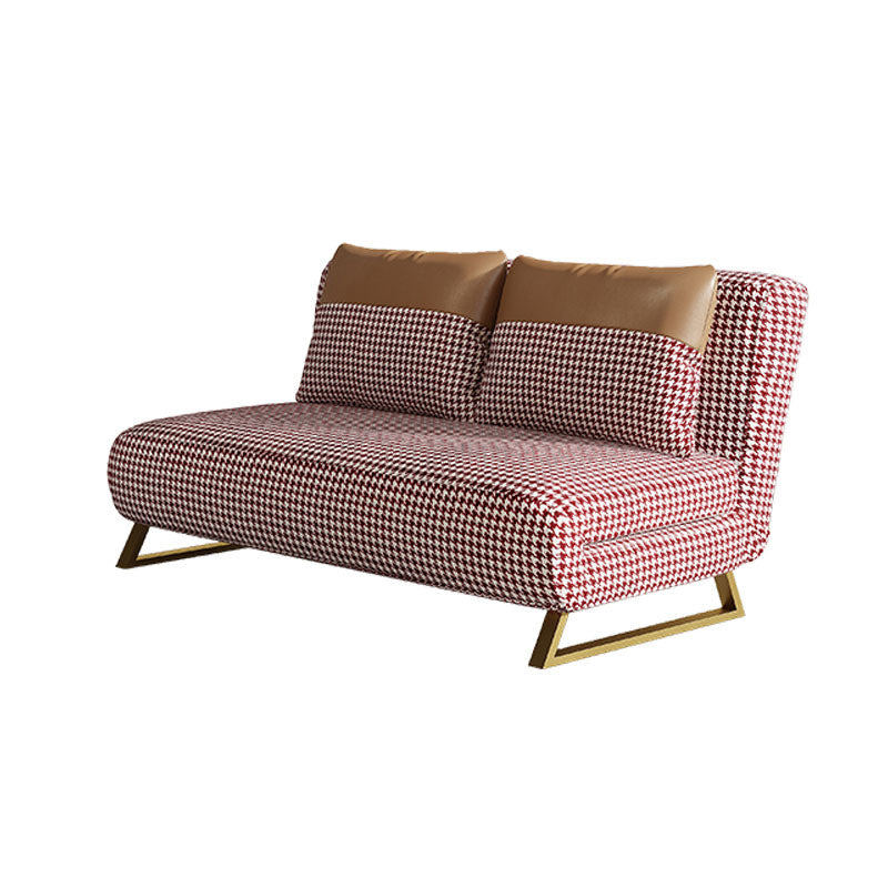 Armless Pillow Back Convertible Sofas Glam Metal Sleeper Sofa