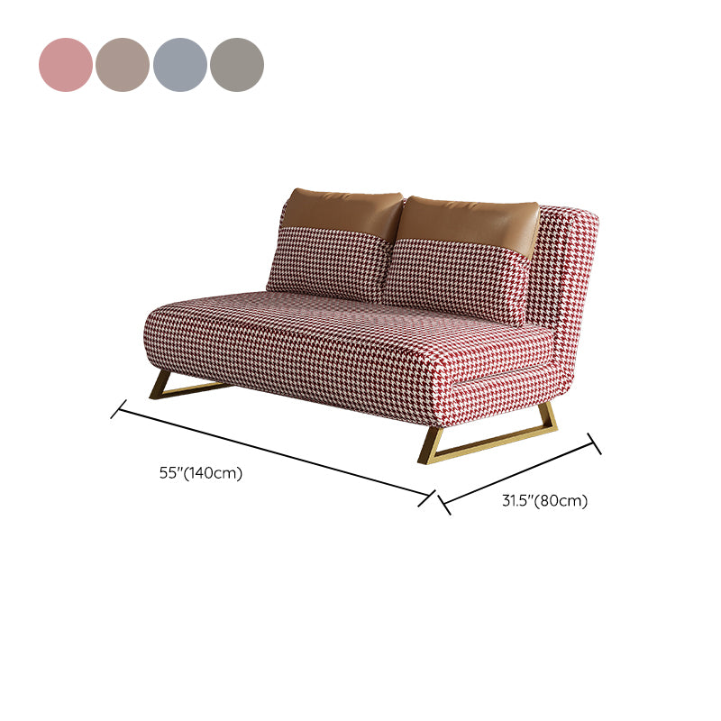 Armless Pillow Back Convertible Sofas Glam Metal Sleeper Sofa