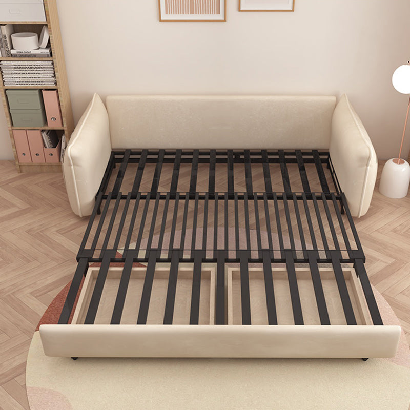 Scandinavian White Sleeper Sofa Faux Leather Foam Convertible Sofas