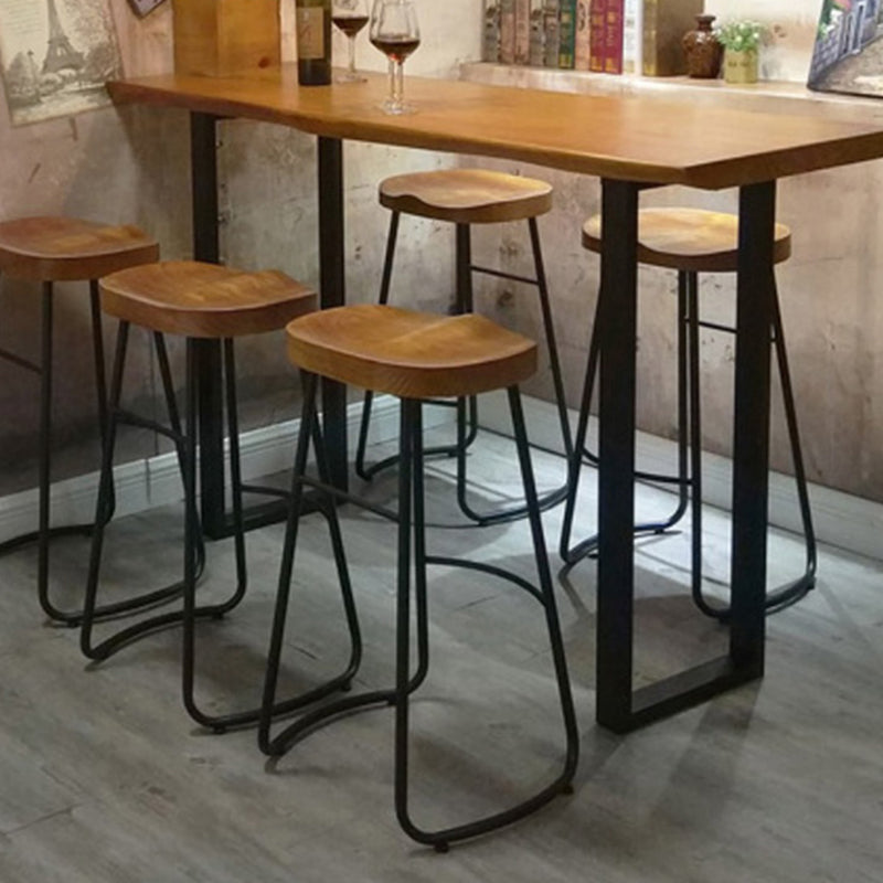 Industrial Style Solid Wood Pub Dining Set 1/2/4/6 Pcs Rectangular Pub Set for Home