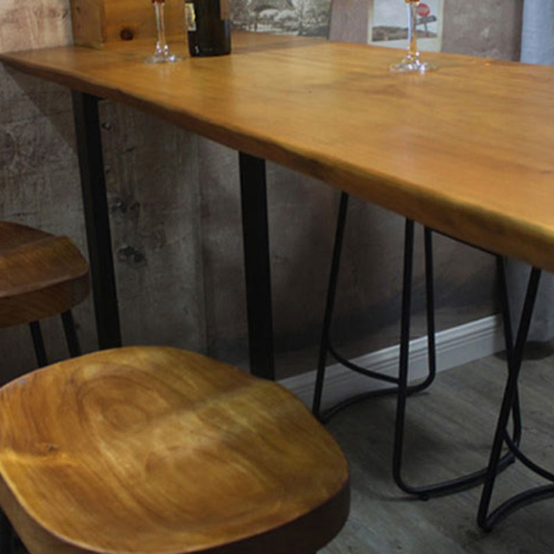 Industrial Style Solid Wood Pub Dining Set 1/2/4/6 Pcs Rectangular Pub Set for Home