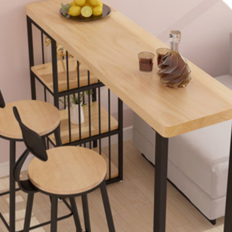 Modern Rectangle Bar Table Set 1/2/3 Pcs Solid Wood Bar Table Set