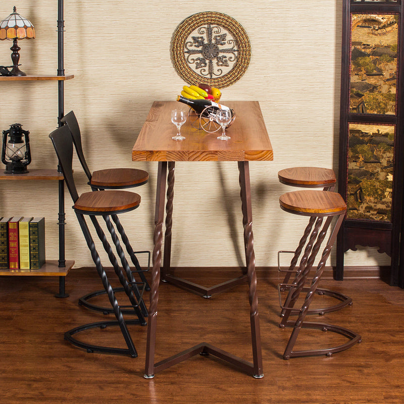 Industrial Style Solid Wood Pub Dining Set 1/2/5 Pcs Rectangular Pub Set for Home