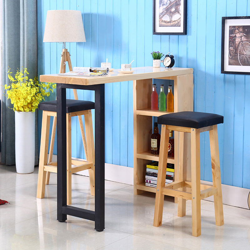 Modern Rectangle Bar Table Set 1/3 Pcs Wooden Brown Bar Table Set