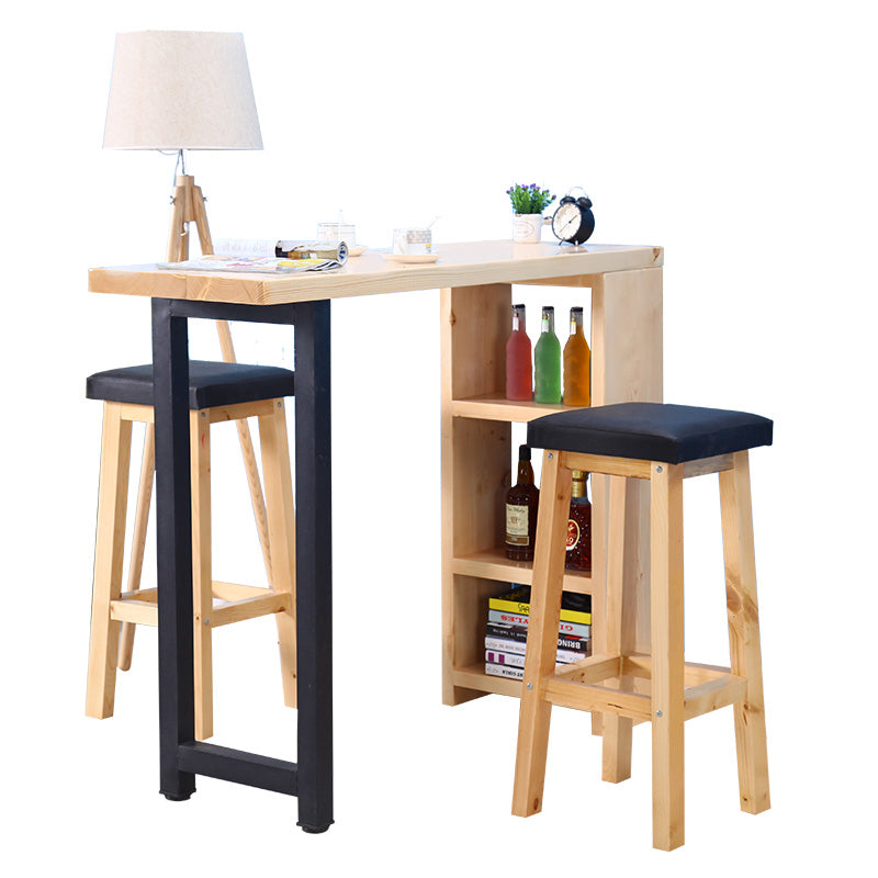 Modern Rectangle Bar Table Set 1/3 Pcs Wooden Brown Bar Table Set