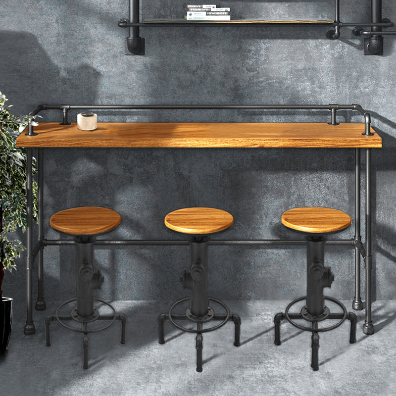 Industrial Style Solid Wood Pub Dining Set 1/2/4 Pcs Rectangular Pub Set for Home