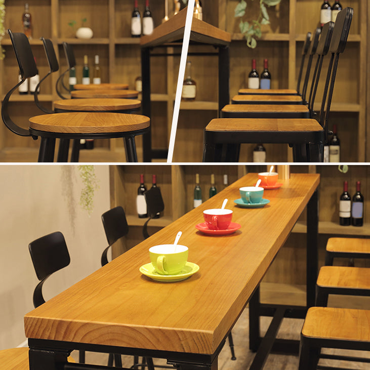 Industrial Style Solid Wood Pub Dining Set 1/2/9 Pcs Rectangular Pub Set for Home