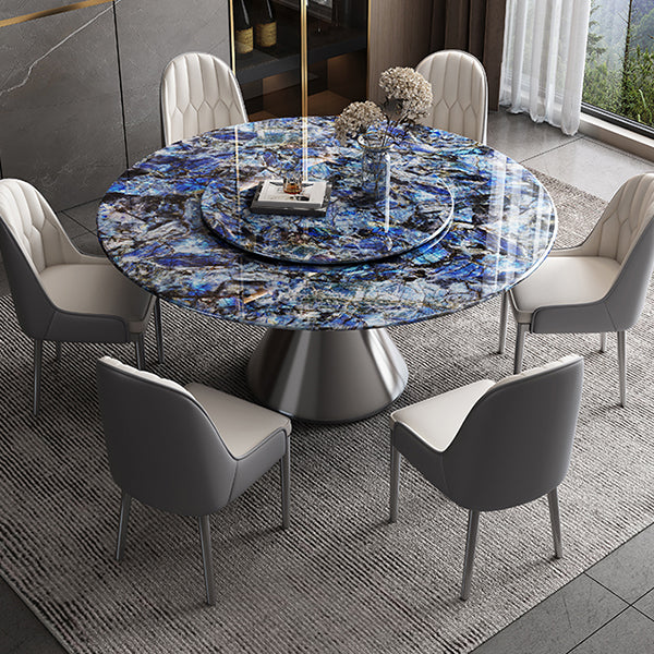Metal Pedestal Dining Table Round Stone Top Dining Table for Dining Room