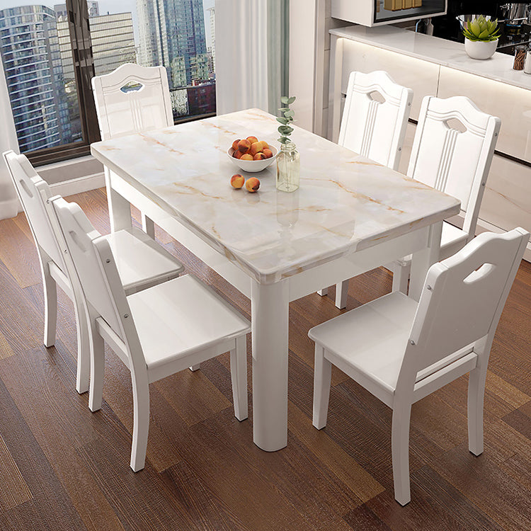 Simplicity Rectangle Dining Site Table Faux Marble Dining Room Collection with 4 Legs