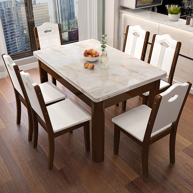 Simplicity Rectangle Dining Site Table Faux Marble Dining Room Collection with 4 Legs
