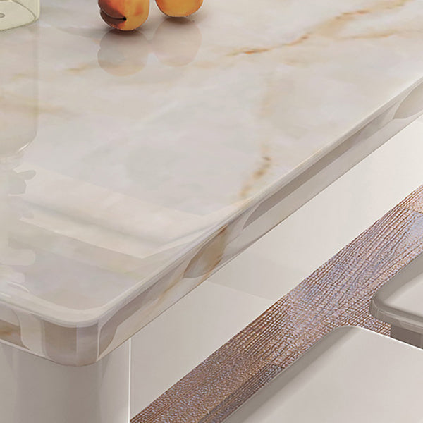 Simplicity Rectangle Dining Site Table Faux Marble Dining Room Collection with 4 Legs