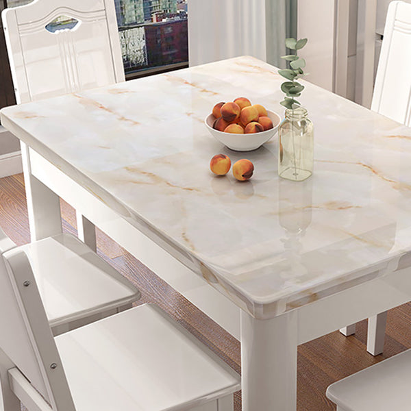 Simplicity Rectangle Dining Site Table Faux Marble Dining Room Collection with 4 Legs