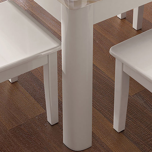 Simplicity Rectangle Dining Site Table Faux Marble Dining Room Collection with 4 Legs