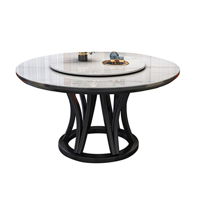 Solid Wood Pedestal Dining Table Round Faux Marble Dining Table
