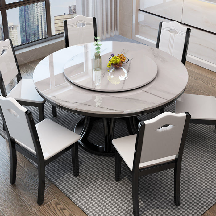 Solid Wood Pedestal Dining Table Round Faux Marble Dining Table
