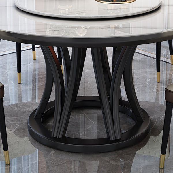 Solid Wood Pedestal Dining Table Round Faux Marble Dining Table
