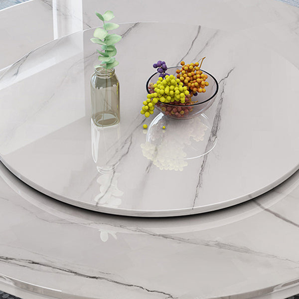 Solid Wood Pedestal Dining Table Round Faux Marble Dining Table