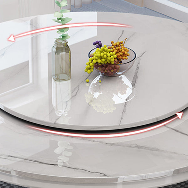Solid Wood Pedestal Dining Table Round Faux Marble Dining Table
