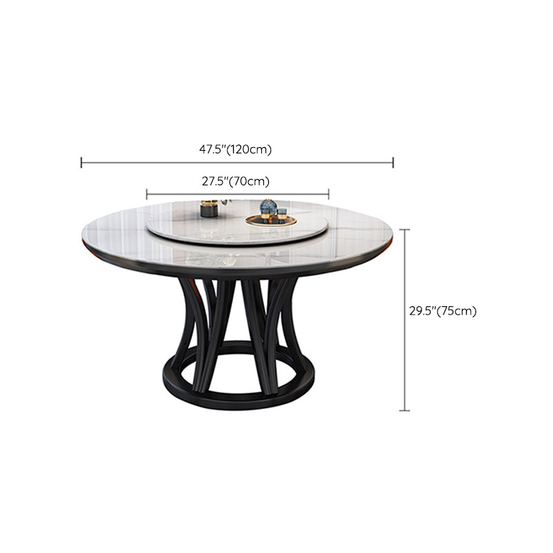 Solid Wood Pedestal Dining Table Round Faux Marble Dining Table
