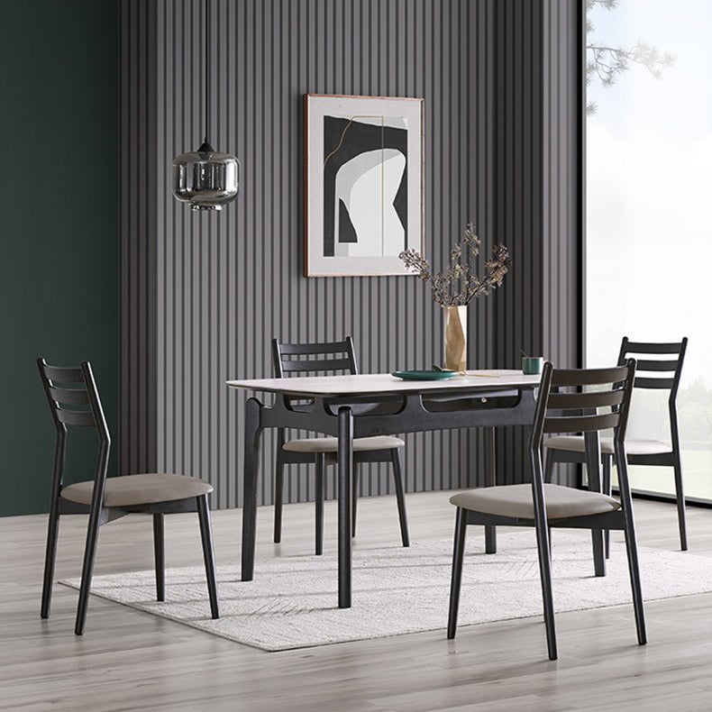 Dining Room Stone Dinner Table Rectangle 4 Legs Dining Table