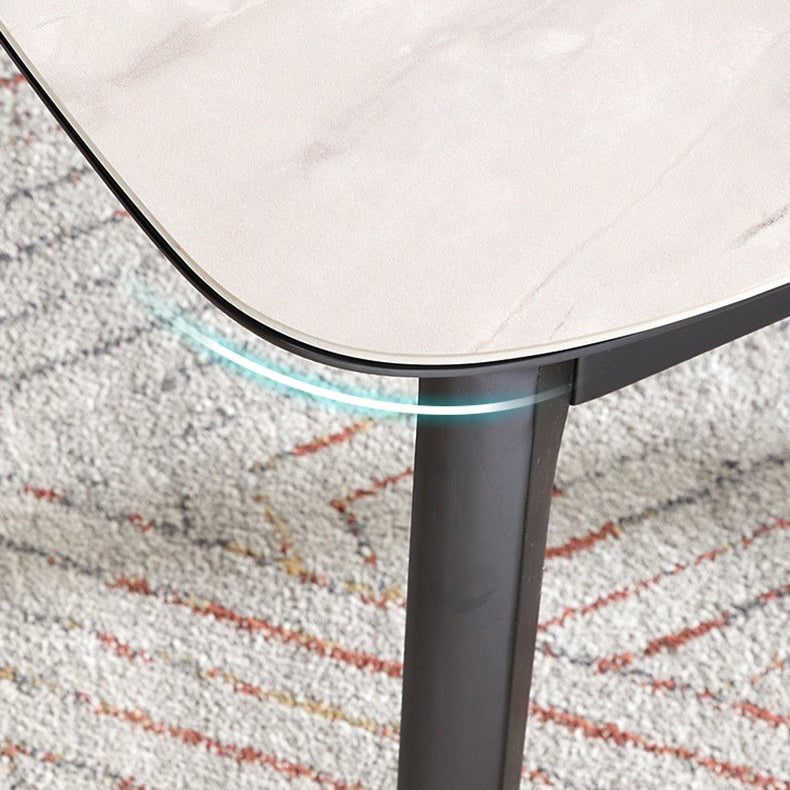 Dining Room Stone Dinner Table Rectangle 4 Legs Dining Table