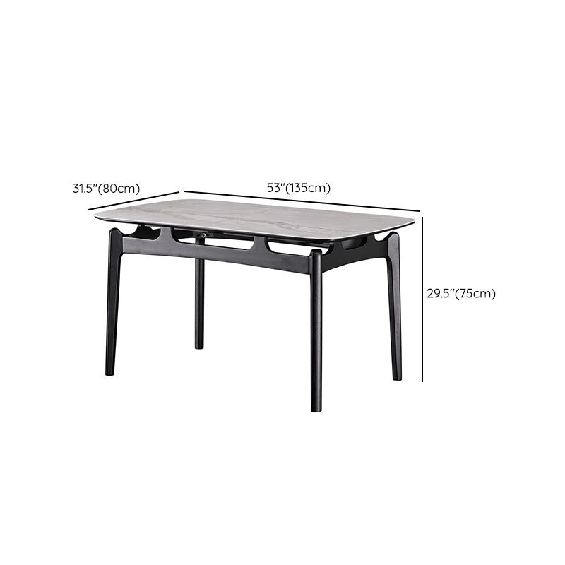Dining Room Stone Dinner Table Rectangle 4 Legs Dining Table