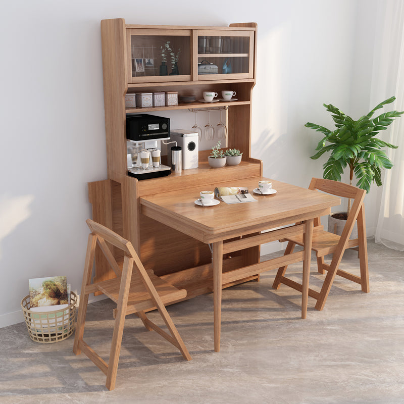 Rectangle Folding Dining Table Wood Dining Table with Storage Base