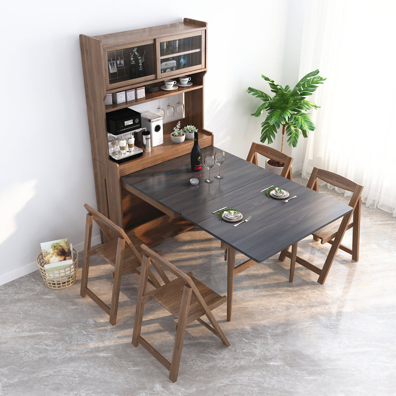 Rectangle Folding Dining Table Wood Dining Table with Storage Base