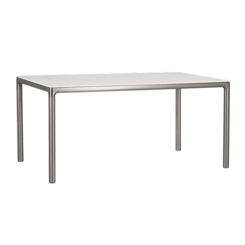White Stone Top Dining Table Stainless Steel 4 Legs Dining Table