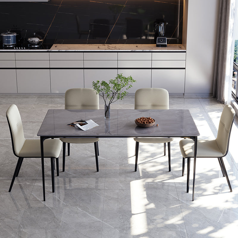 Stone Top Dining Room Dinner Kitchen Table Rectangle Dining Table with 4 Legs