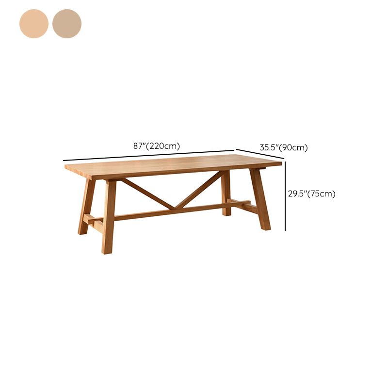 Modern Rectangle Solid Wood Dining Table Trestle Base Dining Table