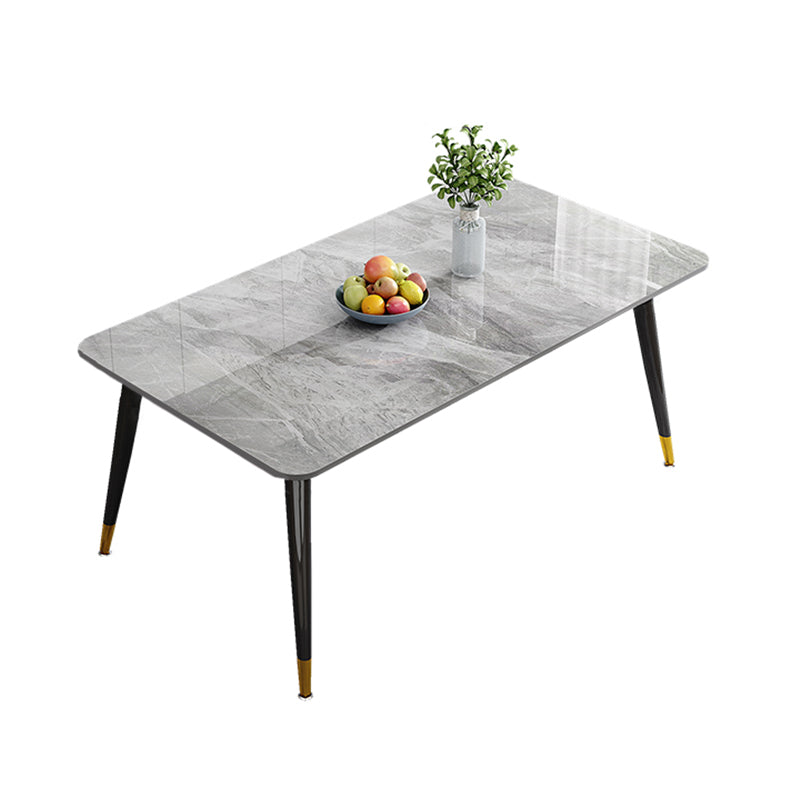 Metal 4 Legs Dining Table Rectangle Stone Top Dining Table for Dining Room