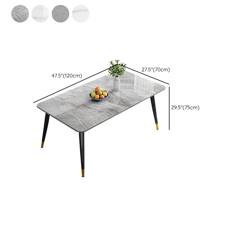 Metal 4 Legs Dining Table Rectangle Stone Top Dining Table for Dining Room