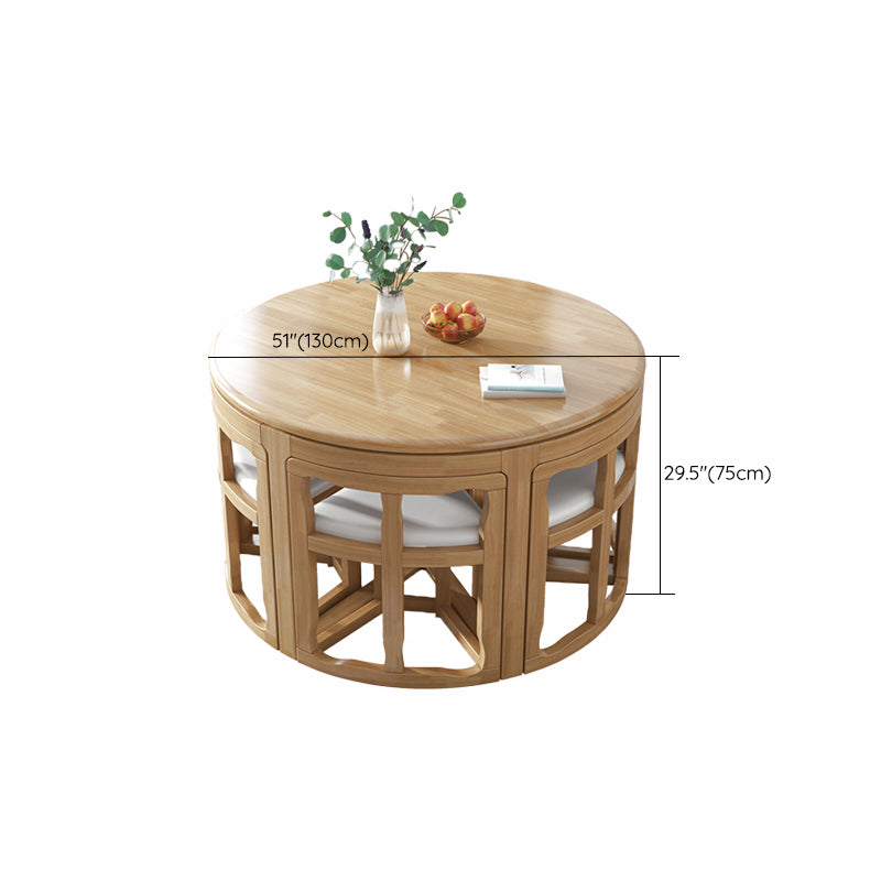 Round Solid Wood Dining Table Set 1/7 Pieces Dining Set for Kitchen
