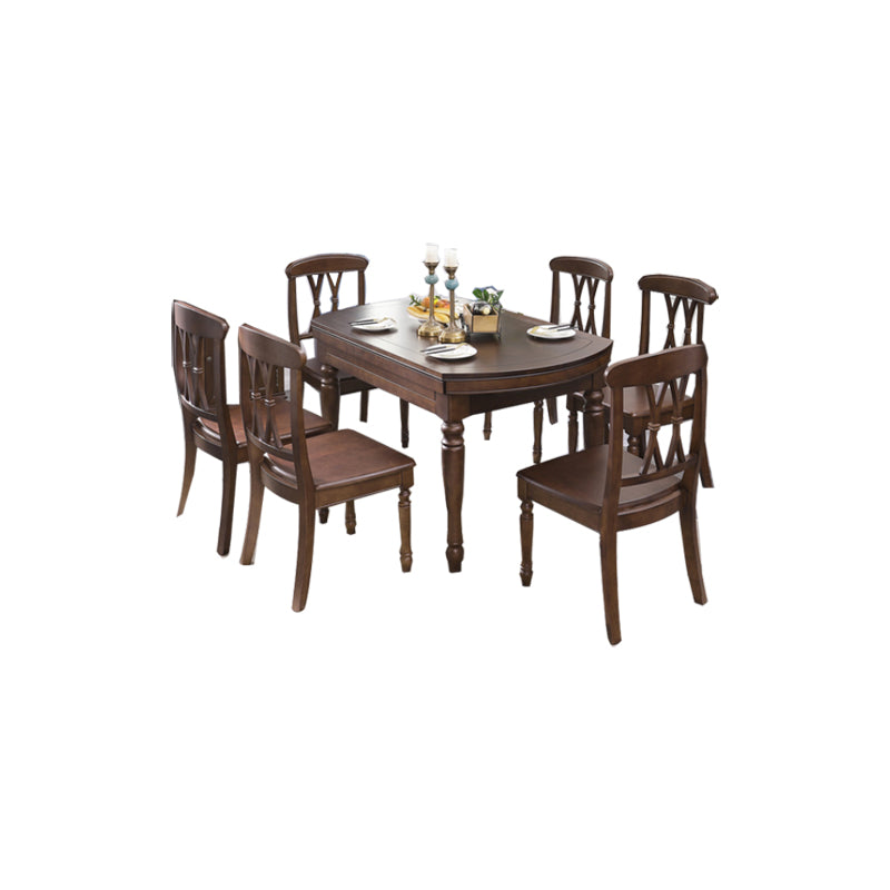 Solid Wood Extendable Dining Table Set 5/7 Pieces Dining Set for Kitchen