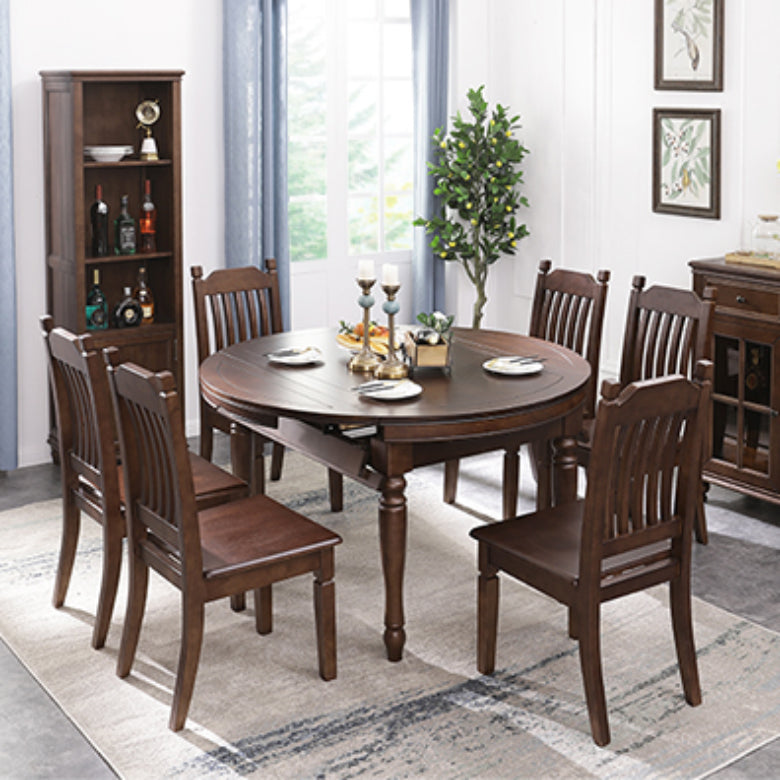 Solid Wood Extendable Dining Table Set 5/7 Pieces Dining Set for Kitchen