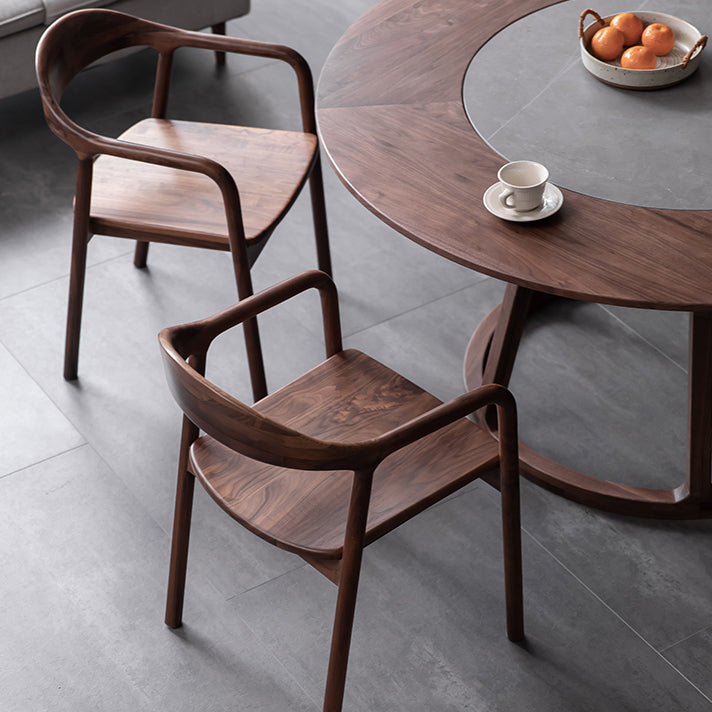 Solid Wood Dining Arm Chair Open Back Dining Arm Chair for Dining Room