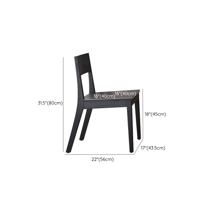 Modern Armless Backrest Wood Chair with Ash Legs for Dining Room