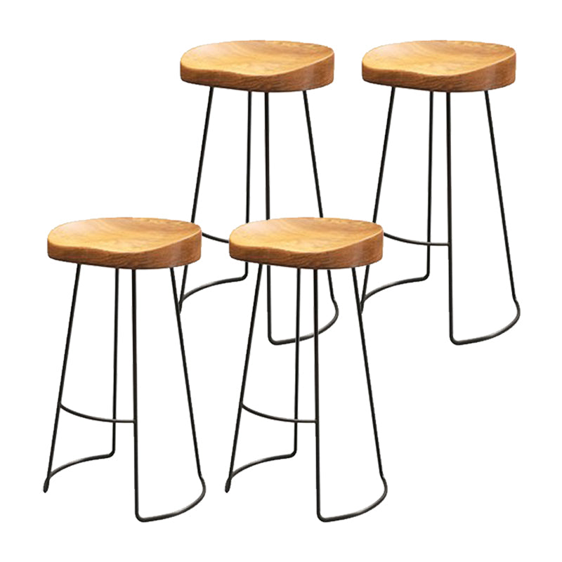 Industrial Style Metal Bar Stool Armless Bar Stool with Black Base