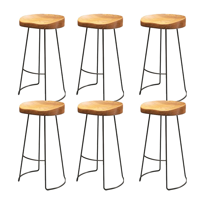 Industrial Style Metal Bar Stool Armless Bar Stool with Black Base