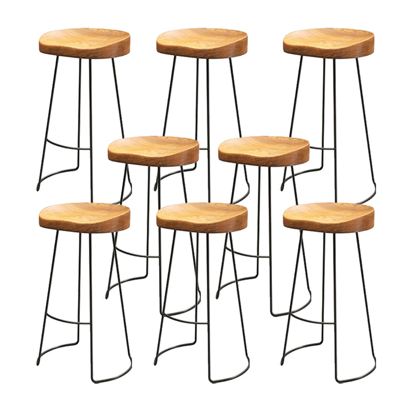 Industrial Style Metal Bar Stool Armless Bar Stool with Black Base